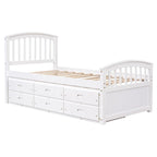 Twin Size Platform Storage Bed Solid Wood Bed with 6 Drawers