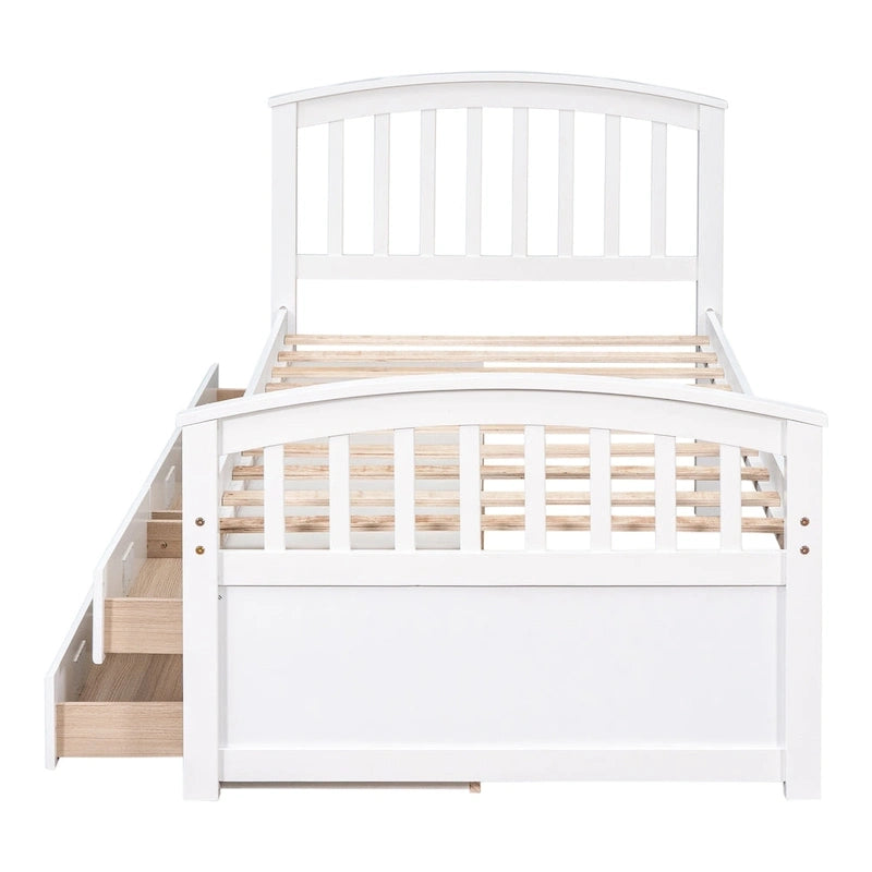 Twin Size Platform Storage Bed Solid Wood Bed with 6 Drawers