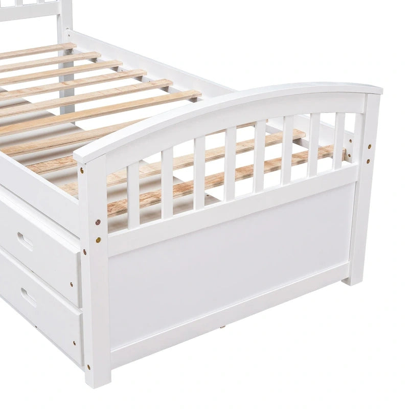 Twin Size Platform Storage Bed Solid Wood Bed with 6 Drawers