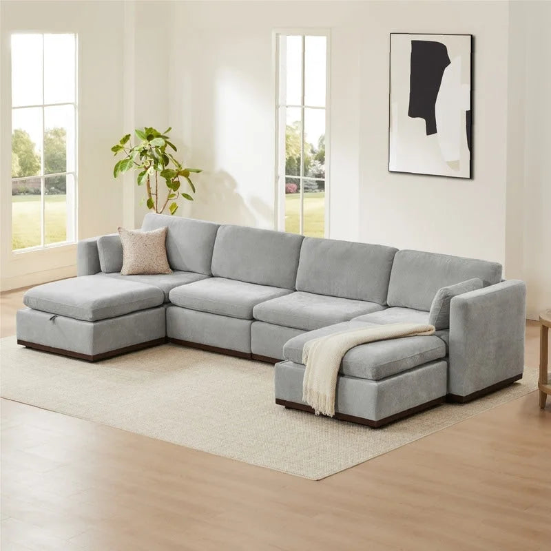 Donna Oversized Modular Sectional Fabric Sofa with Upgraded Wood Base