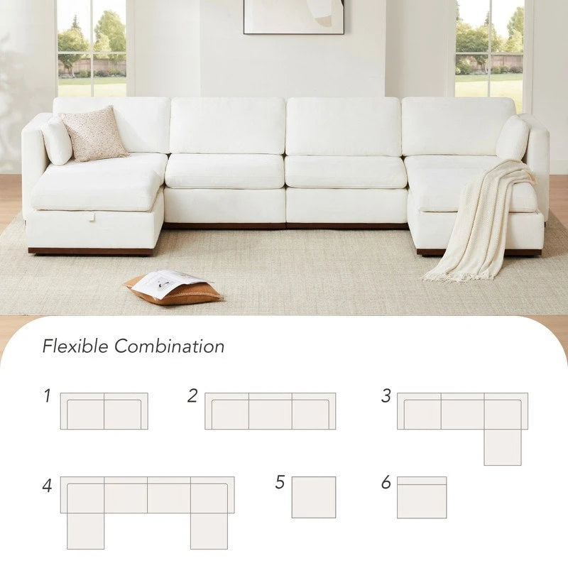 Donna Oversized Modular Sectional Fabric Sofa with Upgraded Wood Base