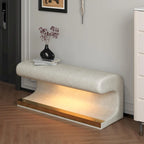 Entryway Bench Leather Upholstered Ottoman with LED sensor light for living room, bedroom, end of bed