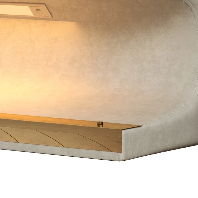 Entryway Bench Leather Upholstered Ottoman with LED sensor light for living room, bedroom, end of bed