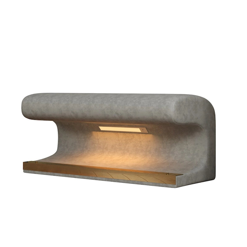 Entryway Bench Leather Upholstered Ottoman with LED sensor light for living room, bedroom, end of bed