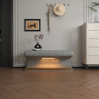 Entryway Bench Leather Upholstered Ottoman with LED sensor light for living room, bedroom, end of bed