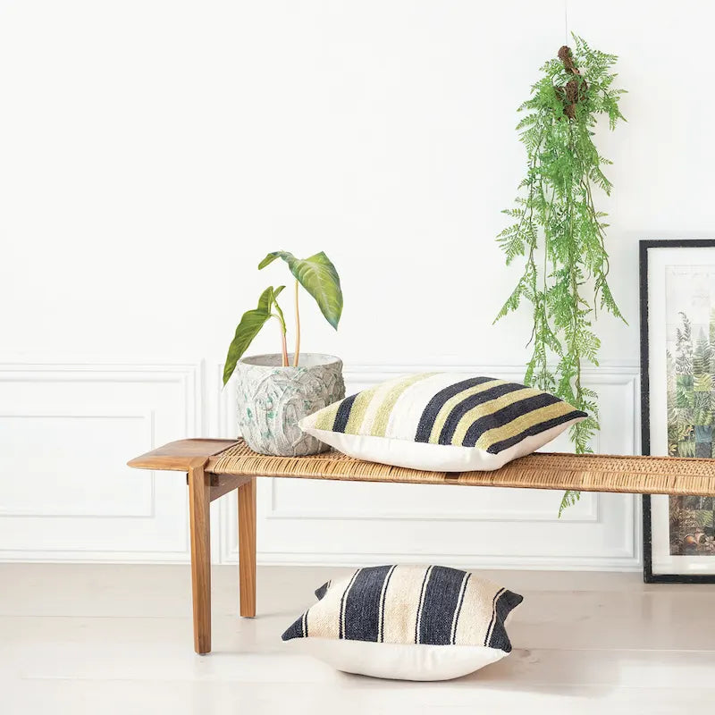 Teakwood and Rattan Bench