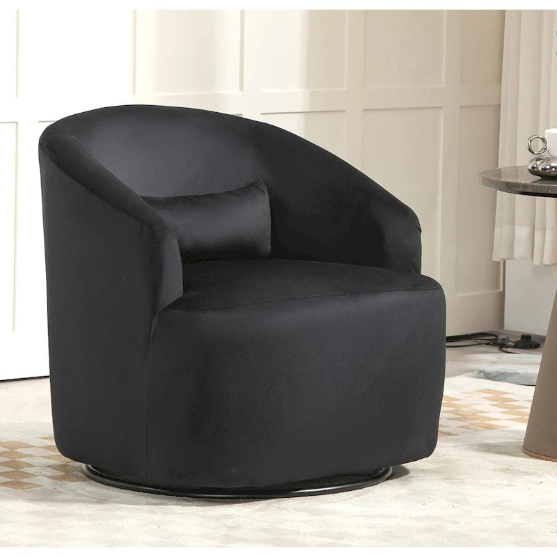 Accent Chair with Barrel-shaped Design and 360 Degree Swivel Feature