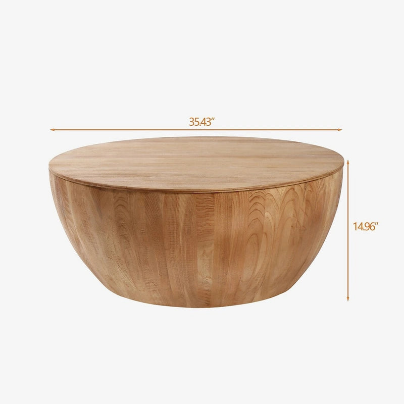 35.43  Vintage Style Bucket Shaped Round Coffee Table with Storage Flip Top