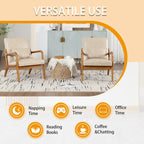 Velvet/leather Upholstered Mid-Century Modern Wood Frame Armchair for Living Room(set of 2)