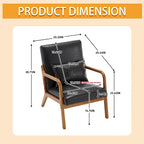 Velvet/leather Upholstered Mid-Century Modern Wood Frame Armchair for Living Room(set of 2)