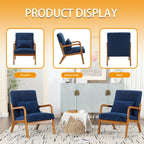 Velvet/leather Upholstered Mid-Century Modern Wood Frame Armchair for Living Room(set of 2)