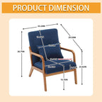 Velvet/leather Upholstered Mid-Century Modern Wood Frame Armchair for Living Room(set of 2)