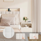 Queen Size LED Upholstered Platform Bed w/ Headboard& Charging Station