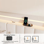 Queen Size LED Upholstered Platform Bed w/ Headboard& Charging Station