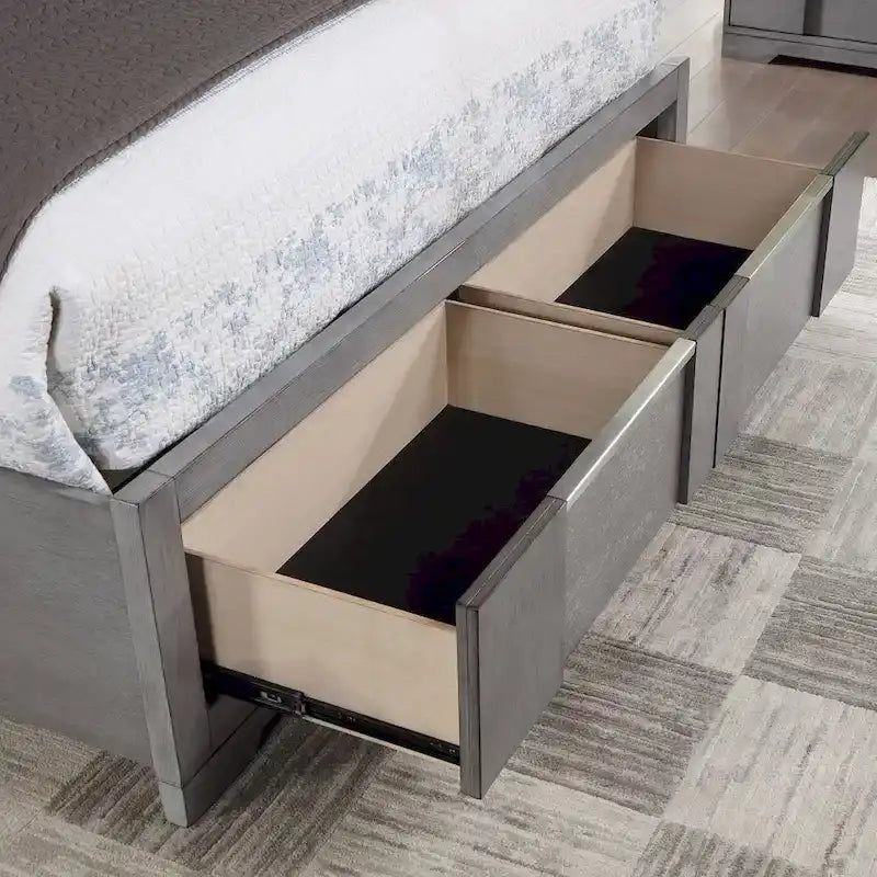 Furniture of America Tona Contemporary 5-Piece Grey Wood Storage Platform Bedroom Set with LED Lights