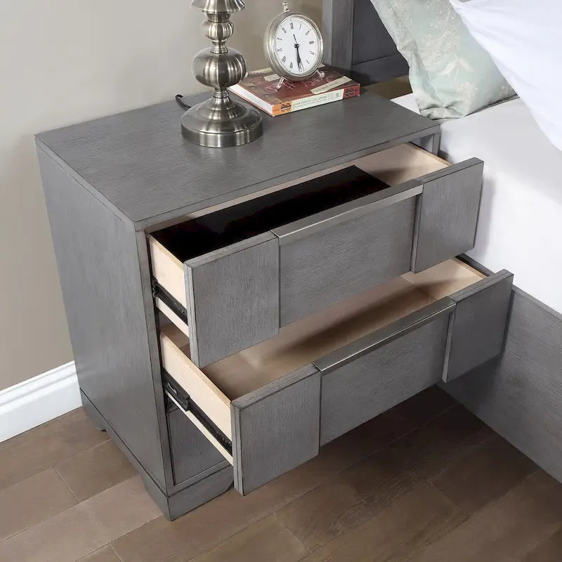 Furniture of America Tona Contemporary 5-Piece Grey Wood Storage Platform Bedroom Set with LED Lights