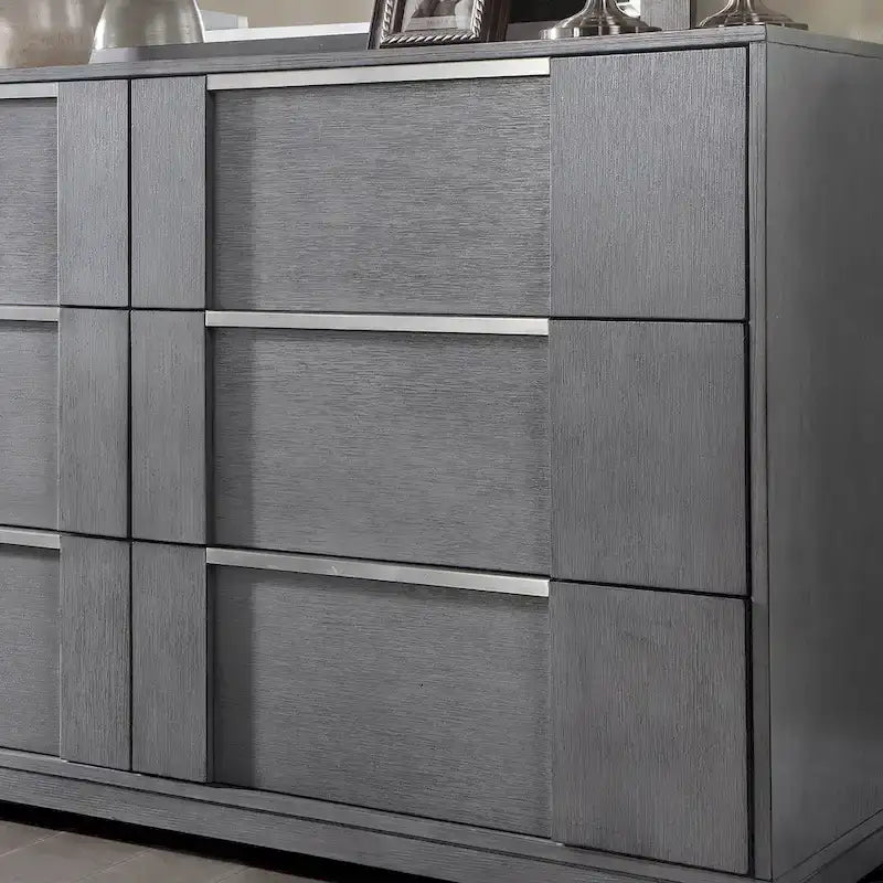 Furniture of America Tona Contemporary 5-Piece Grey Wood Storage Platform Bedroom Set with LED Lights