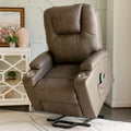Gilbert Mushroom Faux Leather Power Lift Massage Recliner
