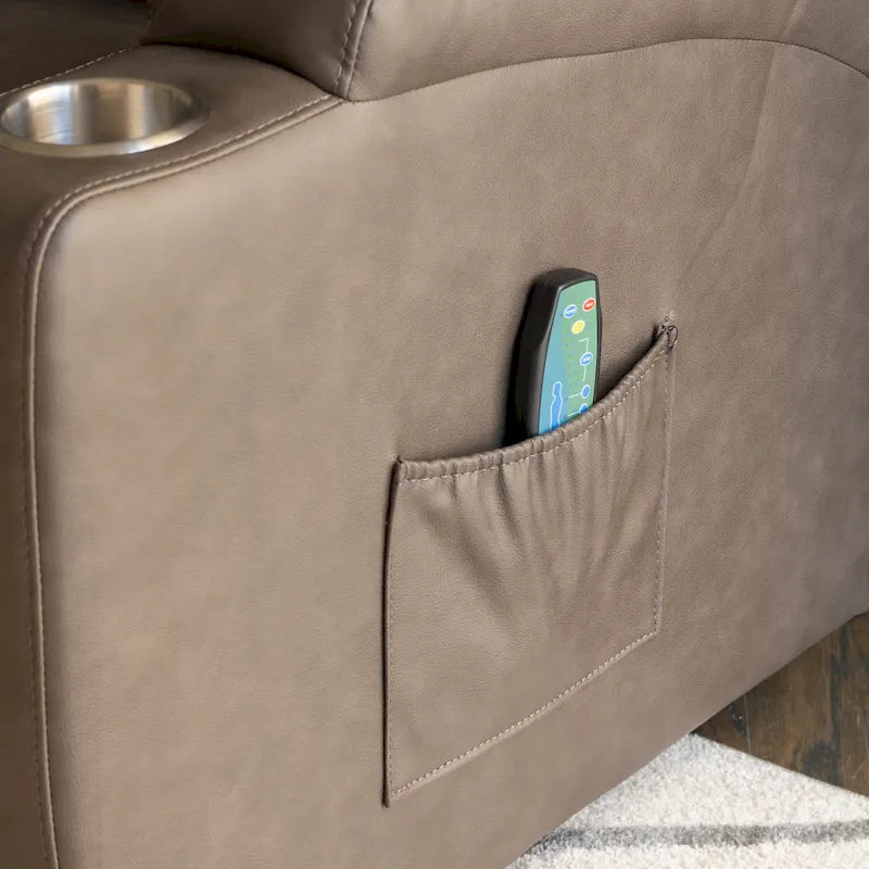 Gilbert Mushroom Faux Leather Power Lift Massage Recliner