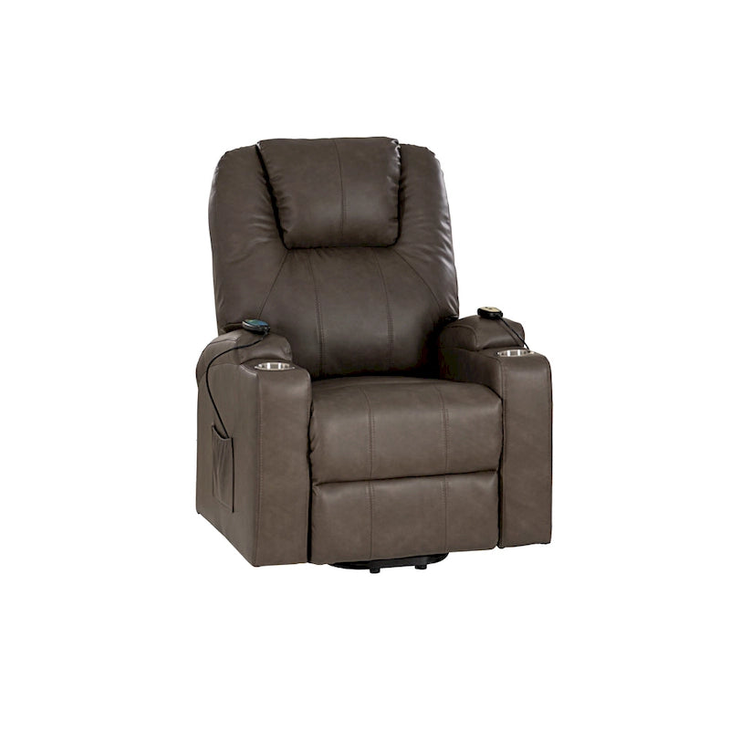 Gilbert Mushroom Faux Leather Power Lift Massage Recliner