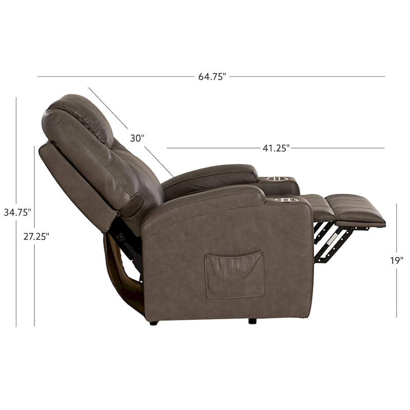 Gilbert Mushroom Faux Leather Power Lift Massage Recliner