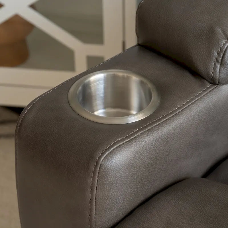 Gilbert Mushroom Faux Leather Power Lift Massage Recliner