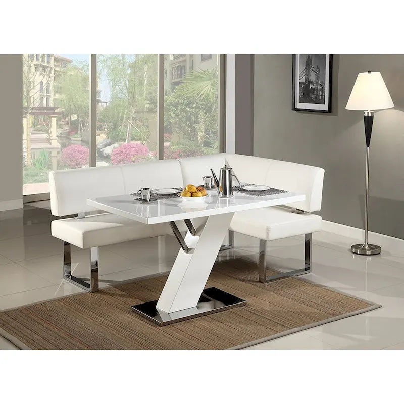 Somette Leah White Nook Corner Dining Bench